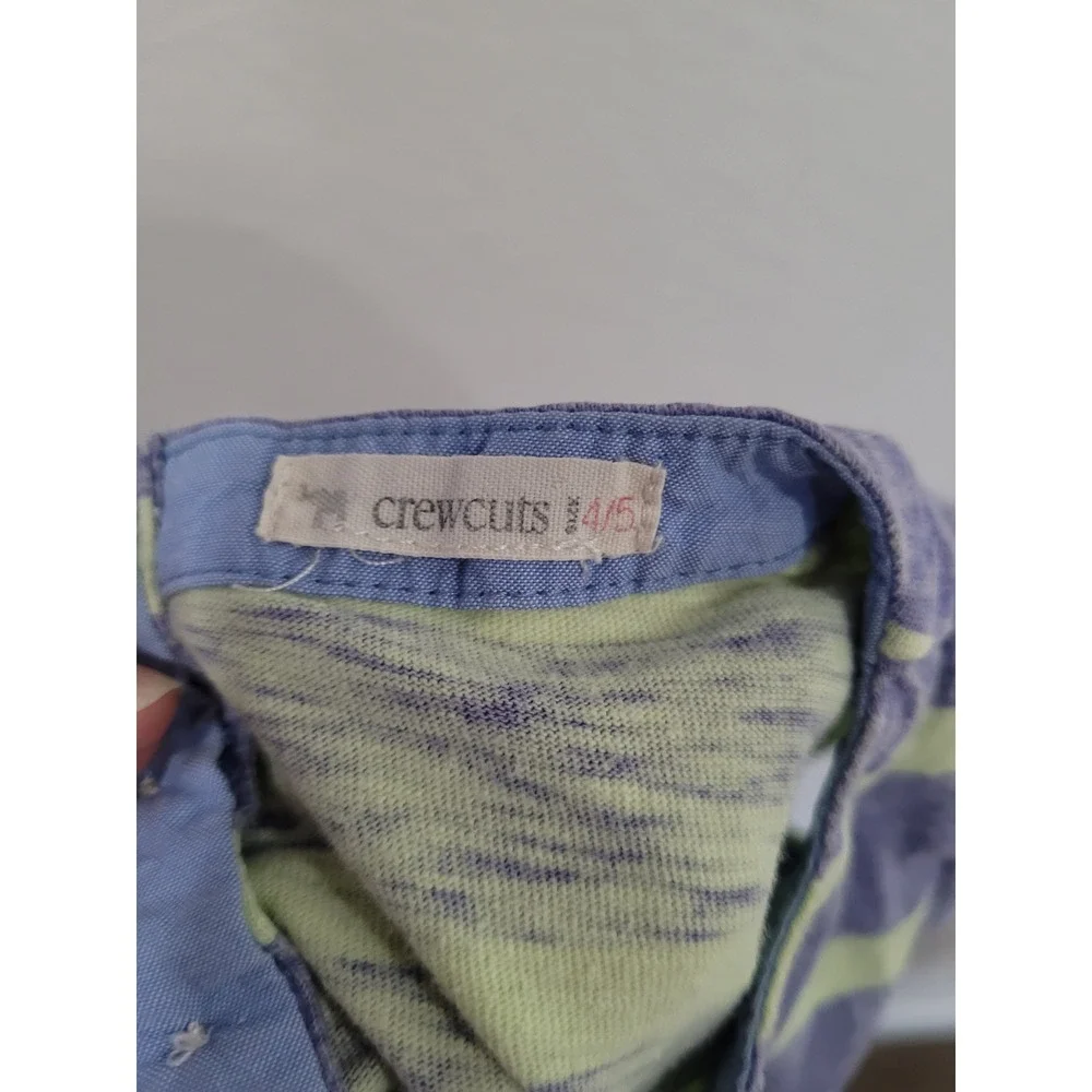 Crewcuts Girls Blue Lime Green Striped Cotton Pocket Shift Dress Size 4/5‎ #10